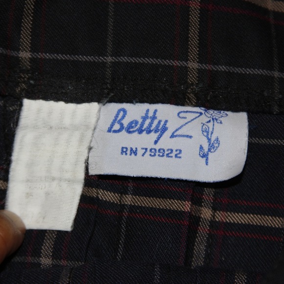 Vintage Betty Z Skirt Womens 4 Black Tan Brown Plaid Pleated Midi - Picture 3 of 3